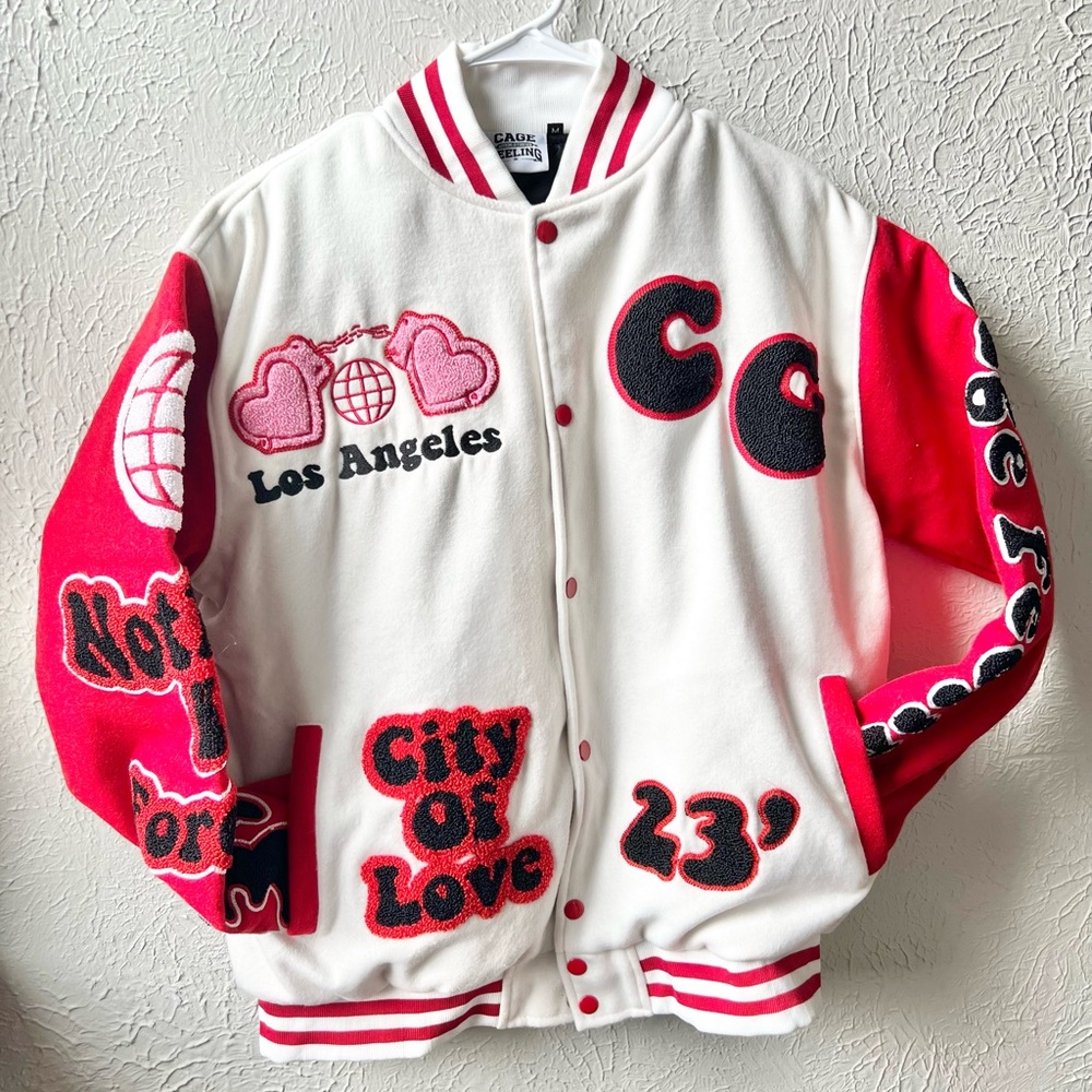 Cage Feeling City of Love Varisty Jacket Medium NWOT